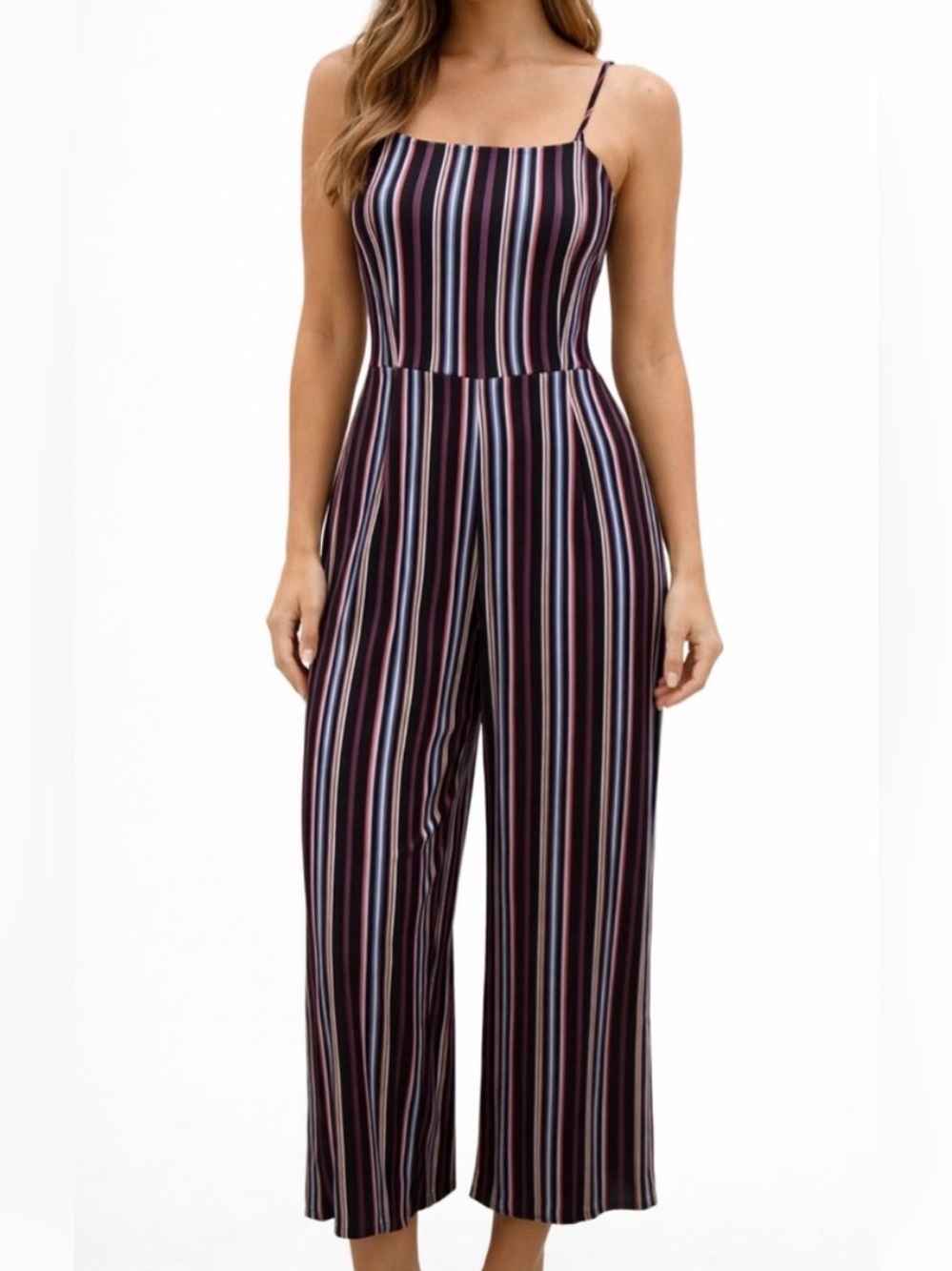 Ambiance Striped Wide Leg Romper Size M Boho Summer Jumpsuit